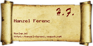 Hanzel Ferenc névjegykártya